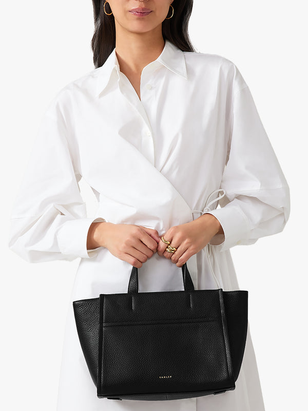 Medium Oak Black Street Saddle Leather Grab Bag