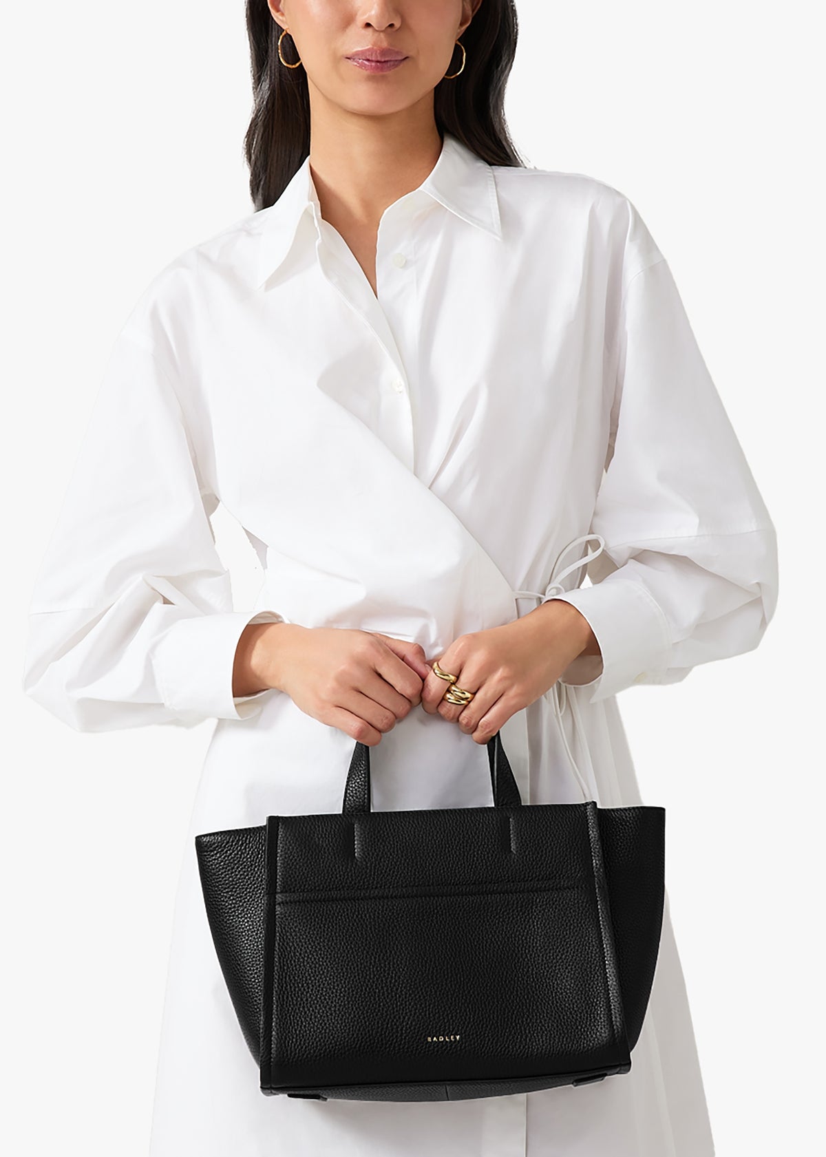Medium Oak Black Street Saddle Leather Grab Bag
