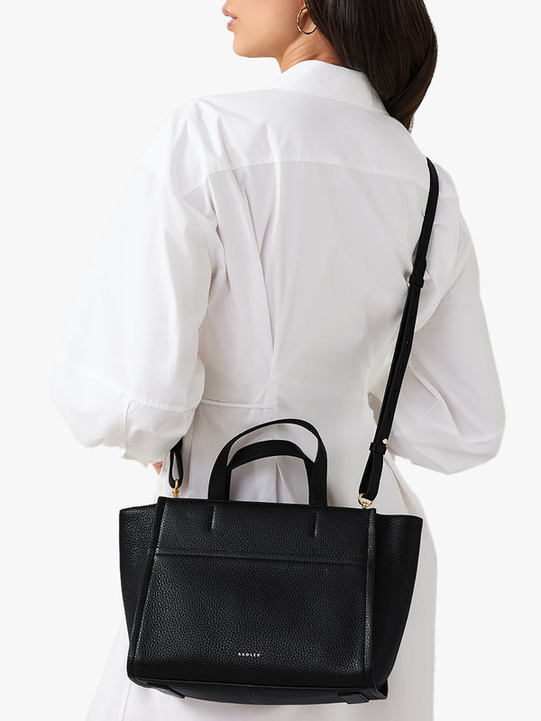 Medium Oak Black Street Saddle Leather Grab Bag