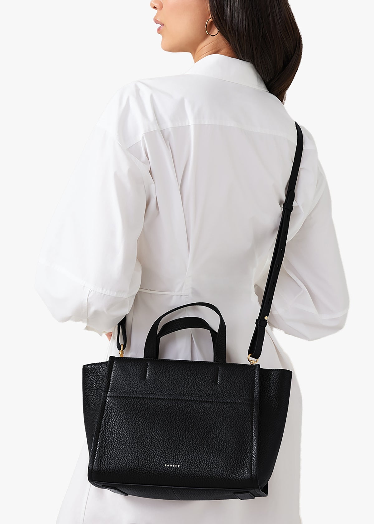 Medium Oak Black Street Saddle Leather Grab Bag