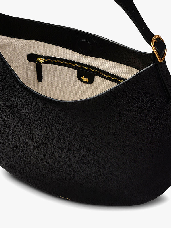 Kensington Place Black Leather Shoulder Bag