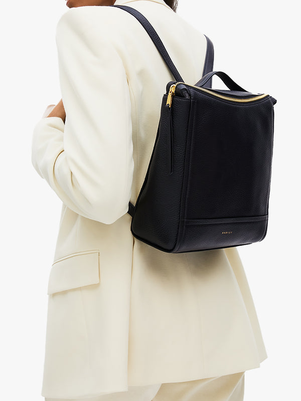 Small Oak Street Black Leather Backpack