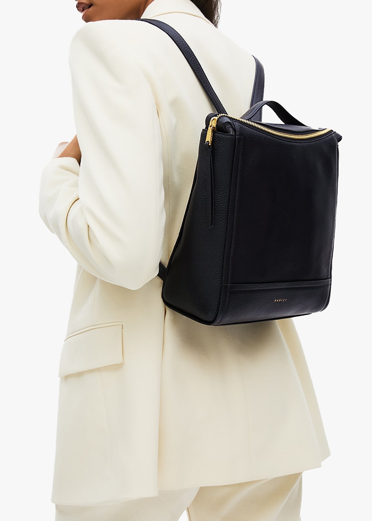 Small Oak Street Black Leather Backpack