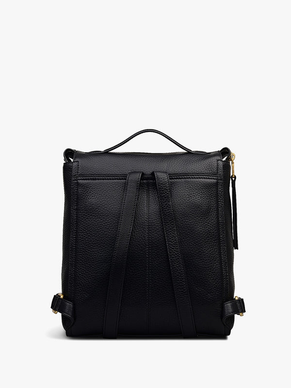 Small Oak Street Black Leather Backpack