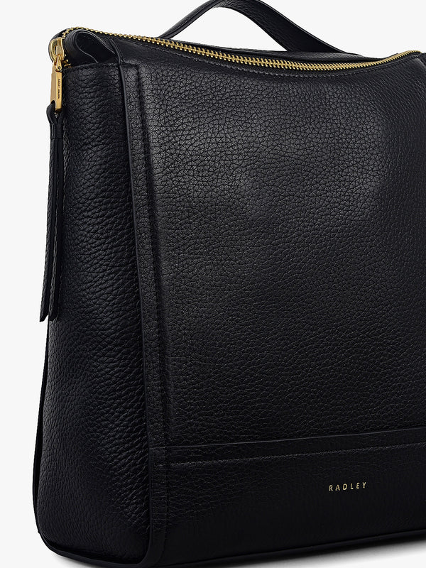 Small Oak Street Black Leather Backpack