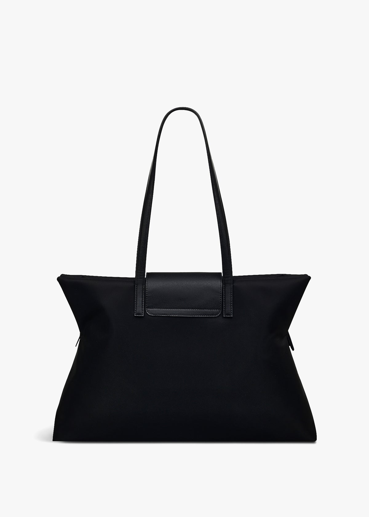 Medium Pockets Top Zip Black Tote Bag