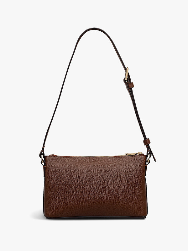 Mini Pockets Top Zip EW Chocolate Leather Shoulder Bag