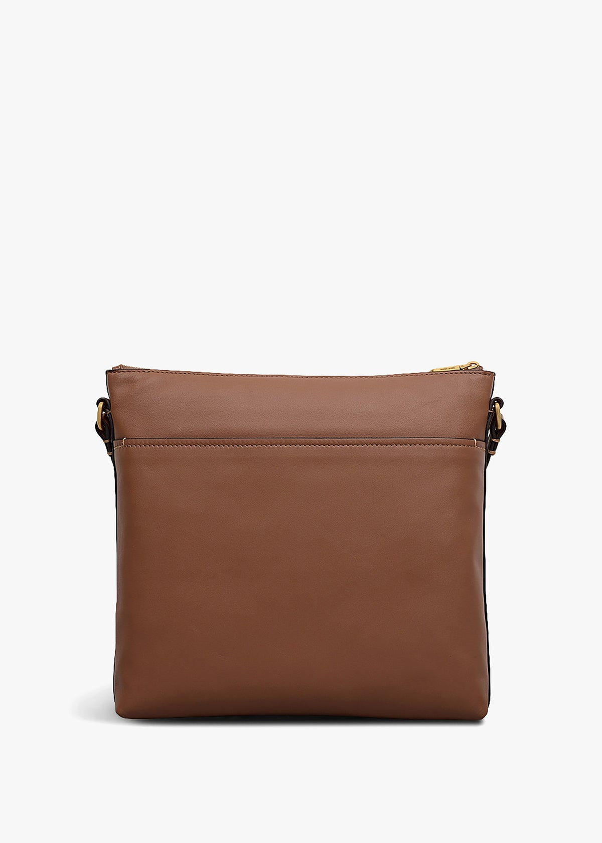 Large Pockets Top Zip NS Saddle Leather Cross-Body Bag