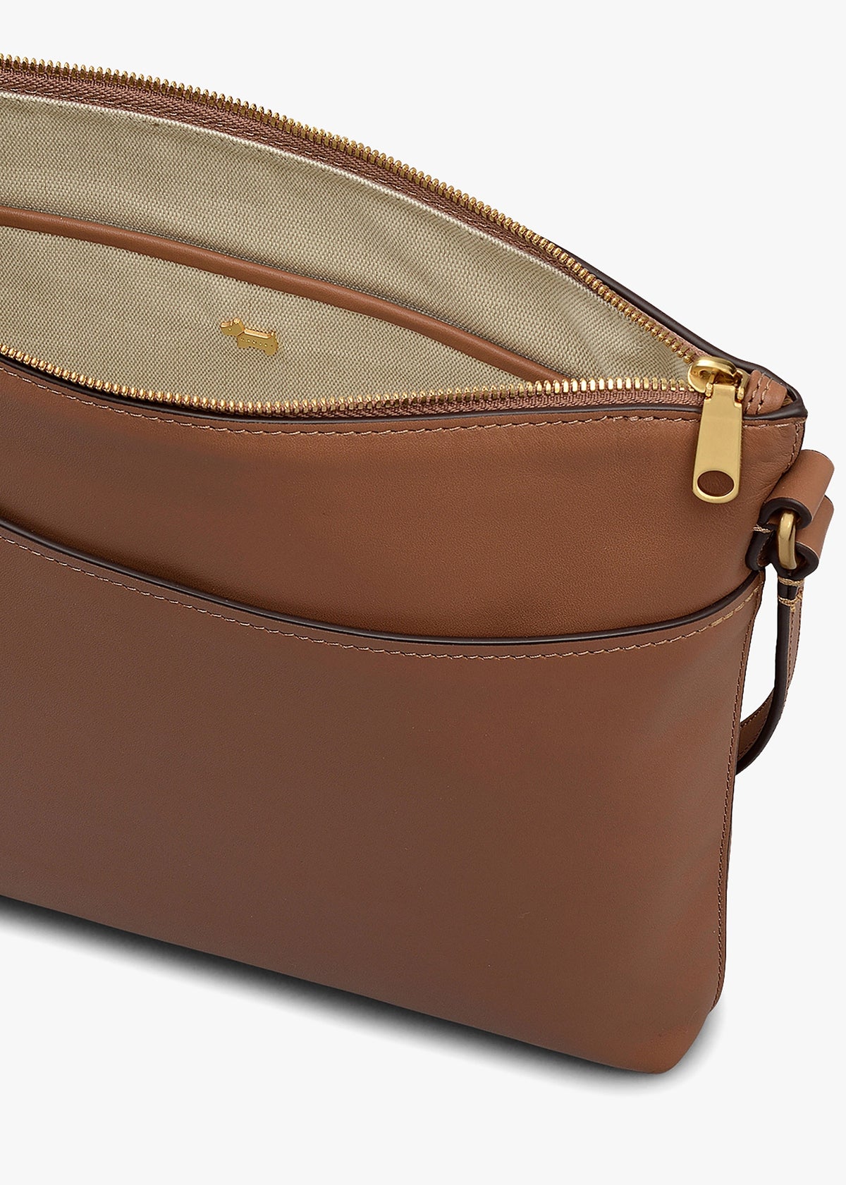 Large Pockets Top Zip NS Saddle Leather Cross-Body Bag