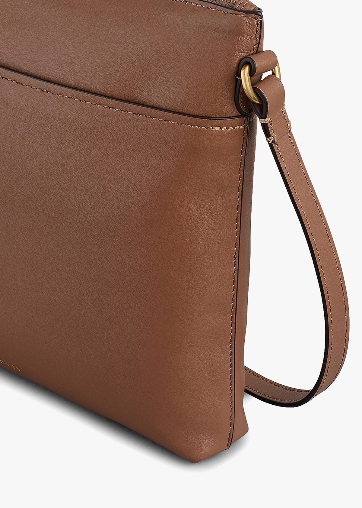 Large Pockets Top Zip NS Saddle Leather Cross-Body Bag