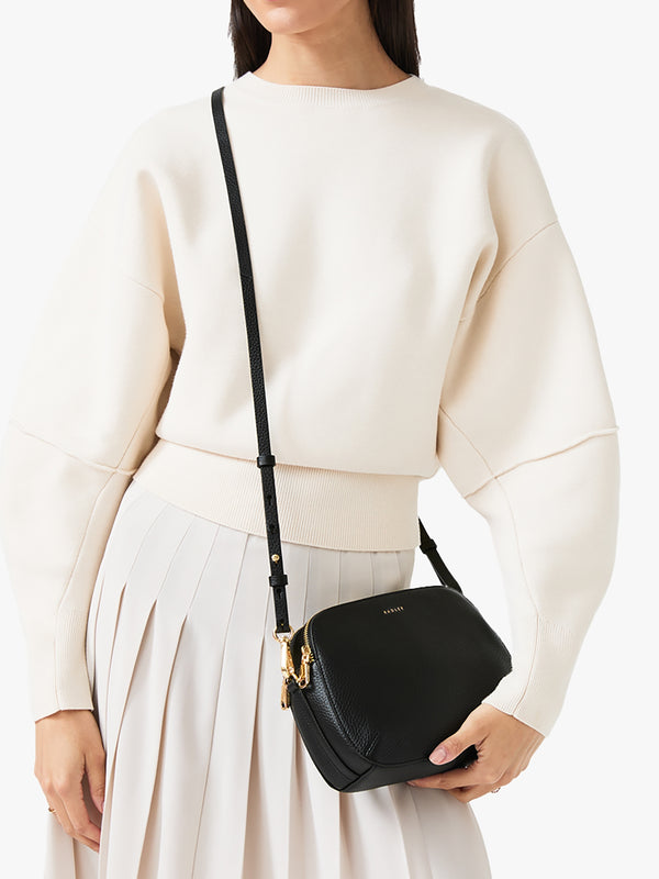 Medium Dukes Place Black Leather Cross-Body Bag