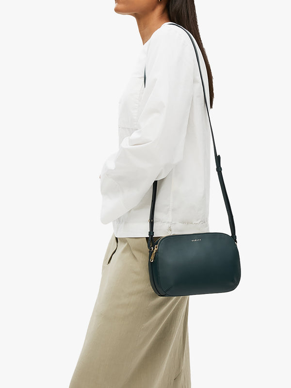 Medium Dukes Place Teal Leather Cross-Body Bag