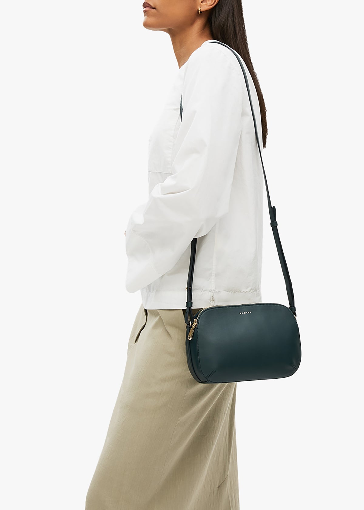 Medium Dukes Place Teal Leather Cross-Body Bag