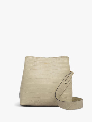 Dukes Place Moc Croc Medium Compartment Snow Leather Cross-Body Bag