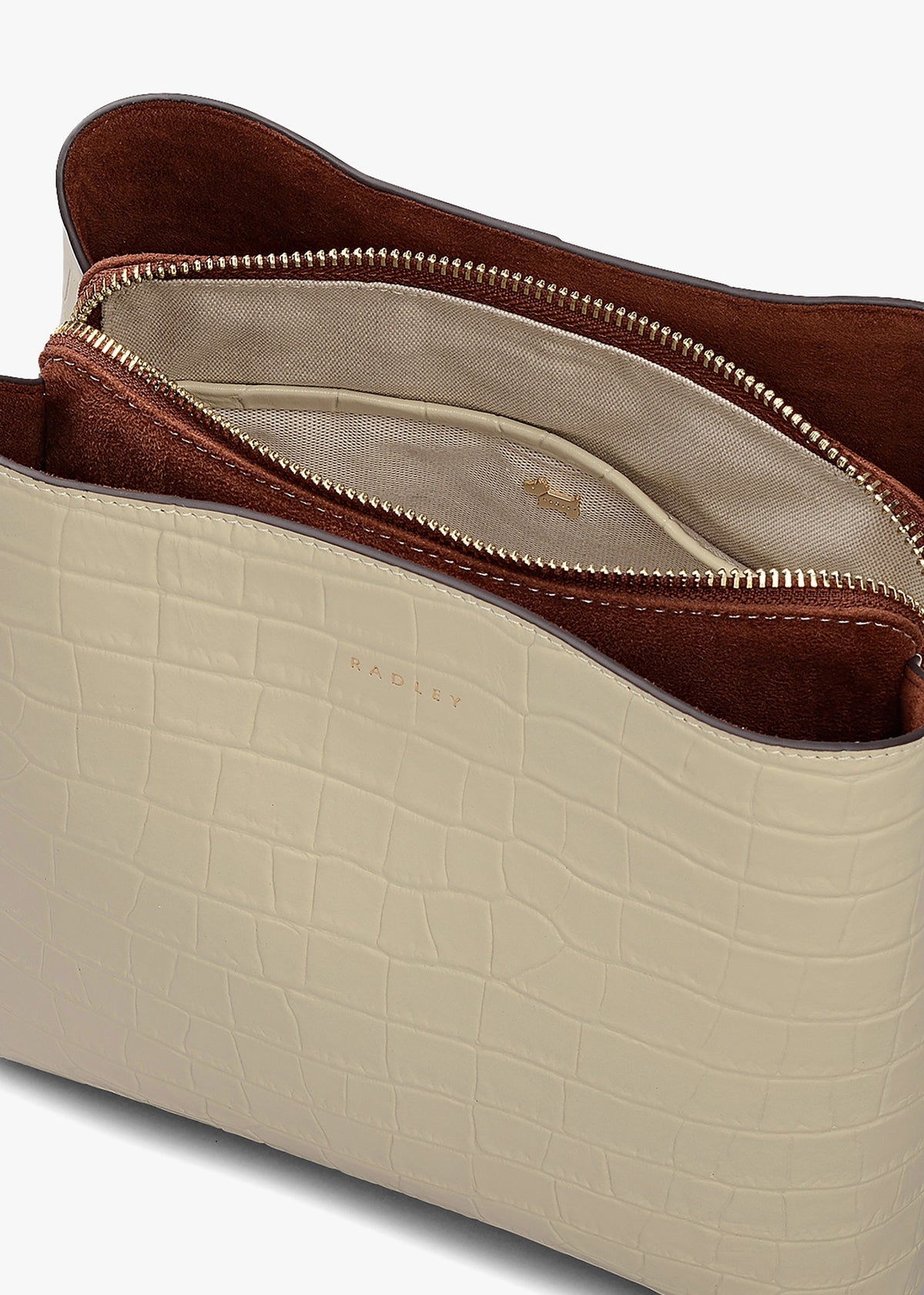Dukes Place Moc Croc Medium Compartment Snow Leather Cross-Body Bag