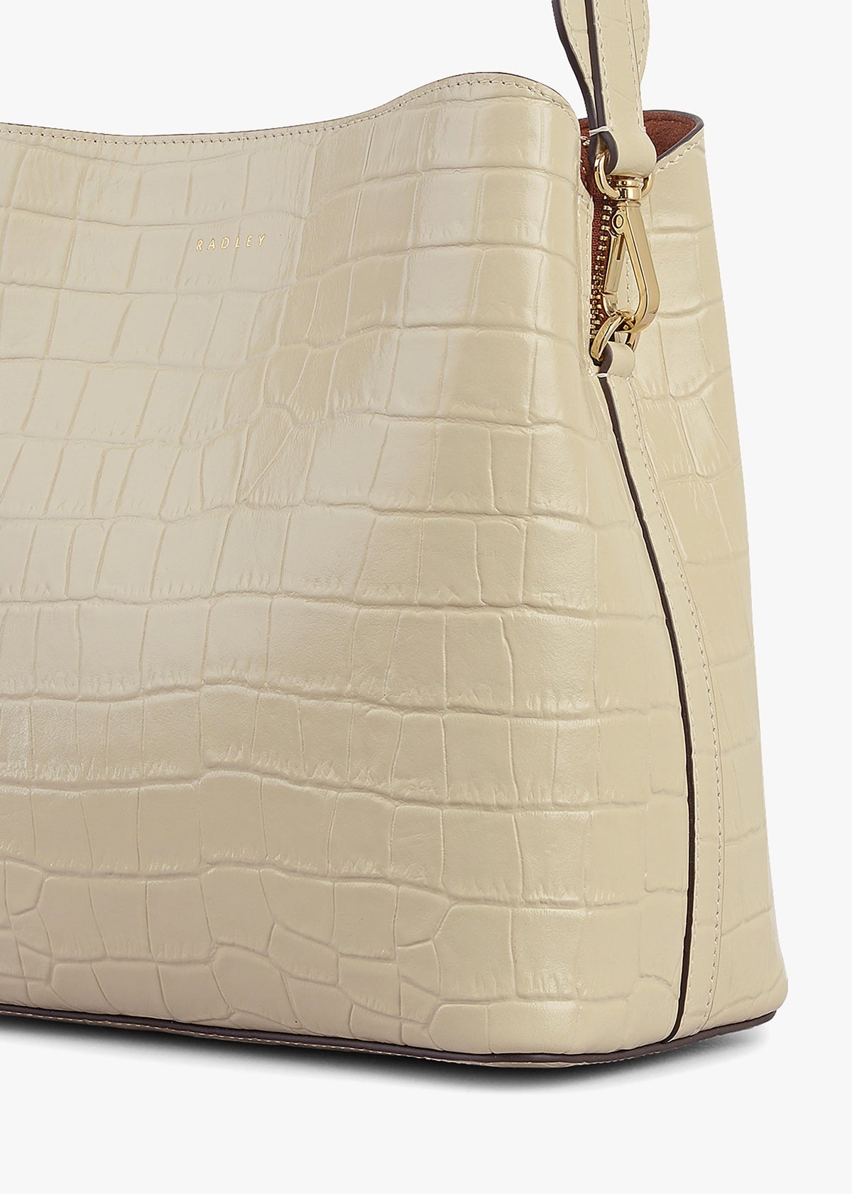 Dukes Place Moc Croc Medium Compartment Snow Leather Cross-Body Bag