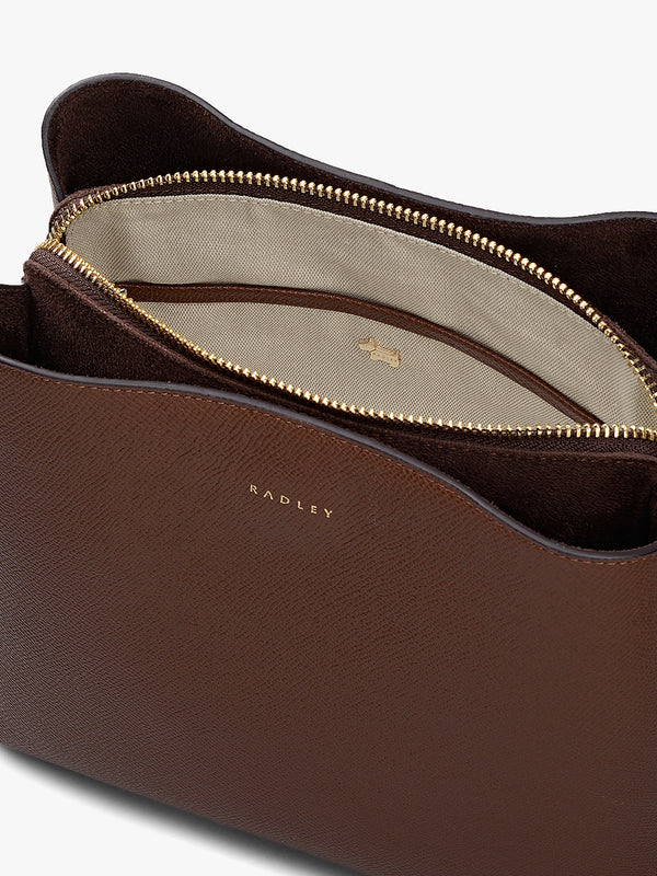 Dukes Place Medium Compartment Textured Chocolate Leather Cross-Body Bag