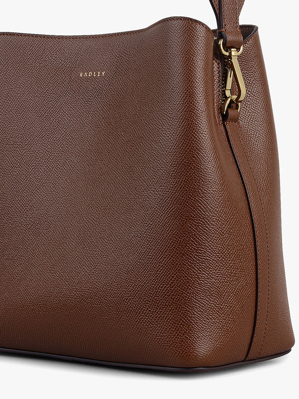 Dukes Place Medium Compartment Textured Chocolate Leather Cross-Body Bag