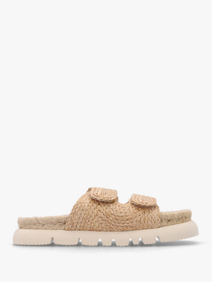 Tayberry Natural Raffia & Jute Chunky Flat Mules