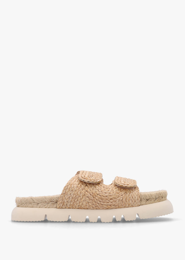 Tayberry Natural Raffia & Jute Chunky Flat Mules