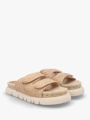 Tayberry Natural Raffia & Jute Chunky Flat Mules