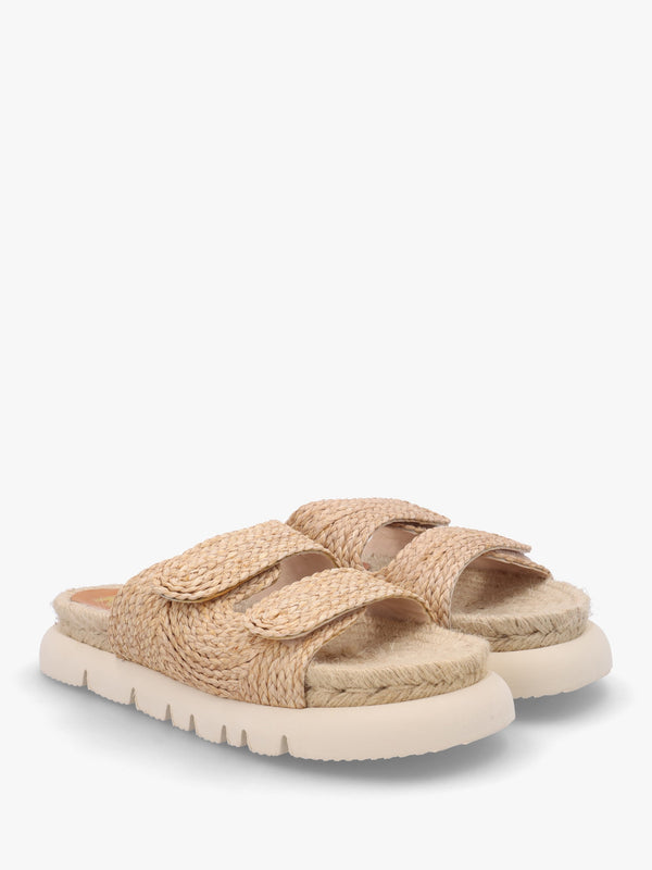Tayberry Natural Raffia & Jute Chunky Flat Mules