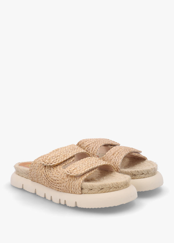 Tayberry Natural Raffia & Jute Chunky Flat Mules