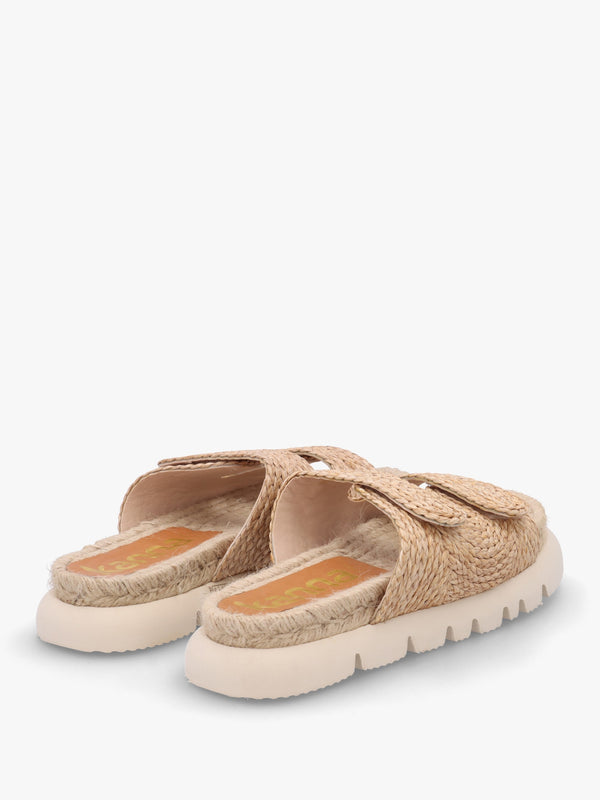 Tayberry Natural Raffia & Jute Chunky Flat Mules