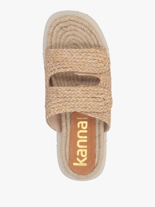 Tayberry Natural Raffia & Jute Chunky Flat Mules