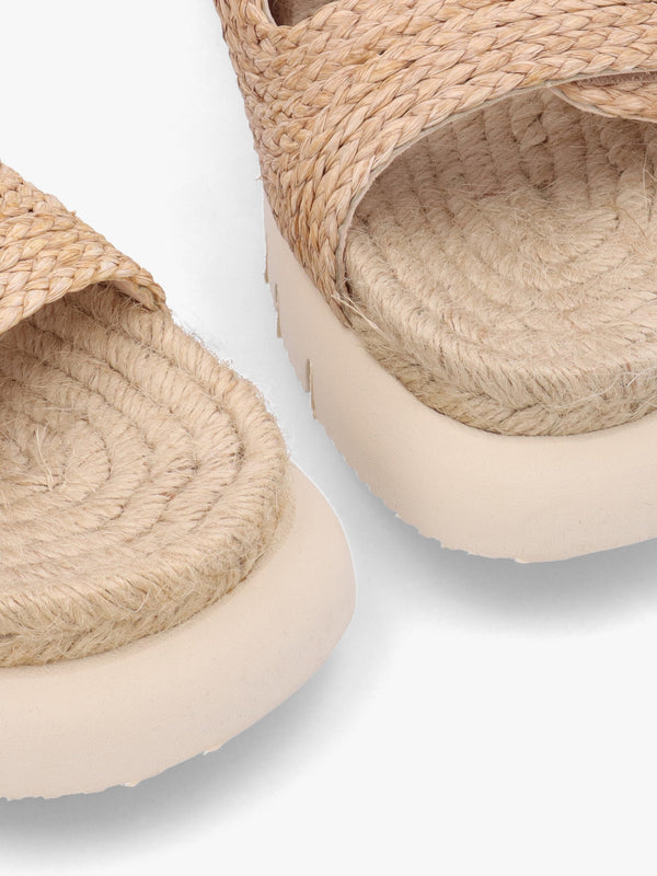 Tayberry Natural Raffia & Jute Chunky Flat Mules