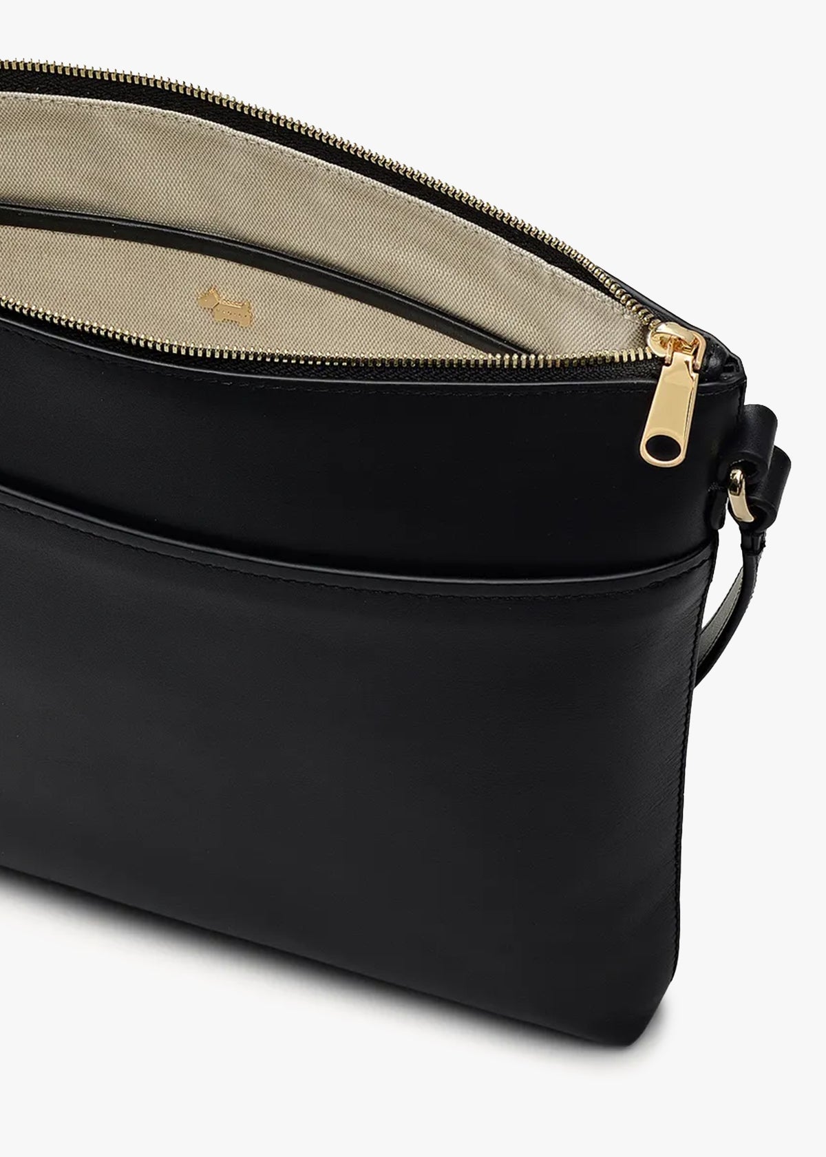 Large Pockets Top Zip NS Black Leather Cross-Body Bag