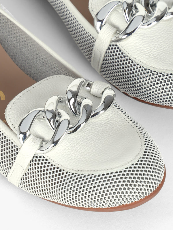 Ballad White Mesh & Leather Pumps