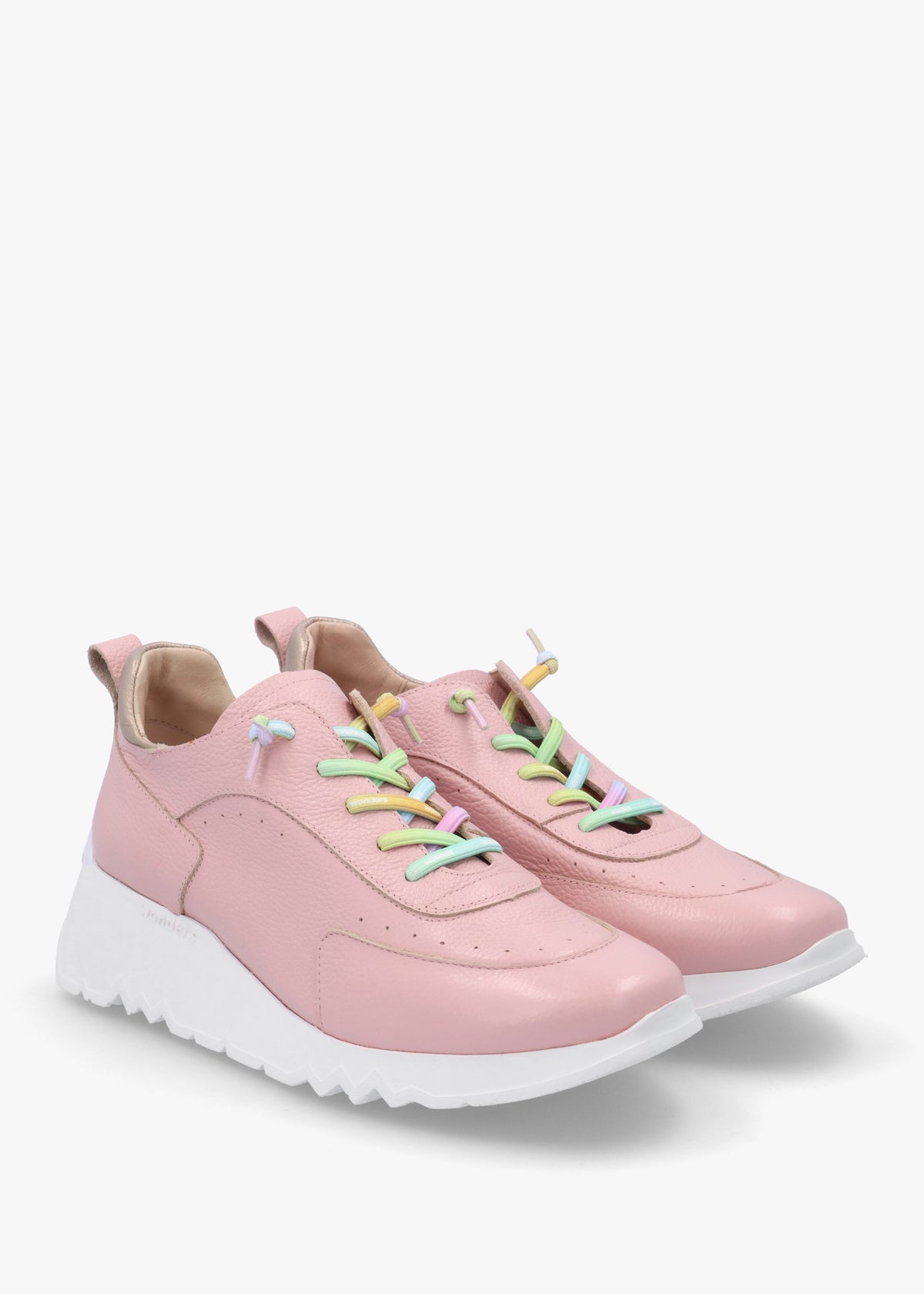 Cappella Pink Leather Low Wedge Trainers