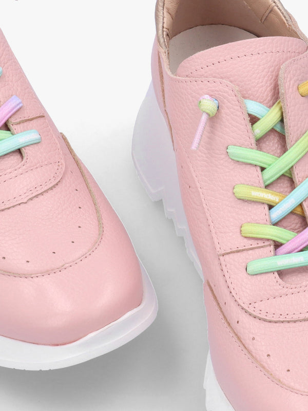 Cappella Pink Leather Low Wedge Trainers