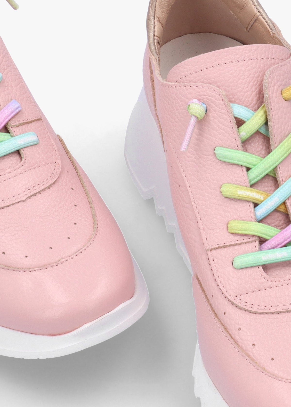 Cappella Pink Leather Low Wedge Trainers