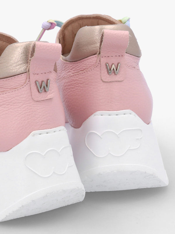 Cappella Pink Leather Low Wedge Trainers