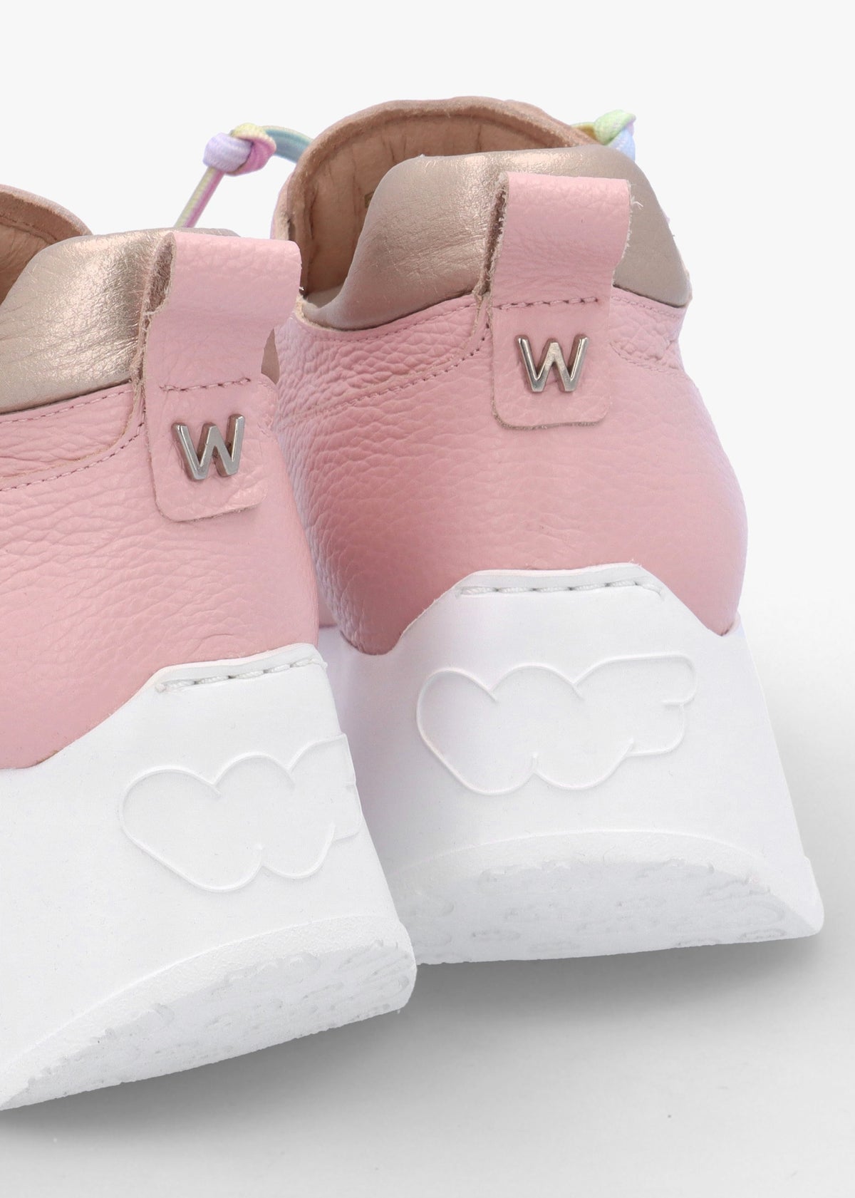 Cappella Pink Leather Low Wedge Trainers