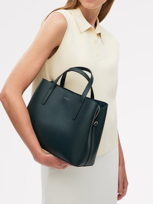 Medium Dukes Place Teal Leather Grab Bag