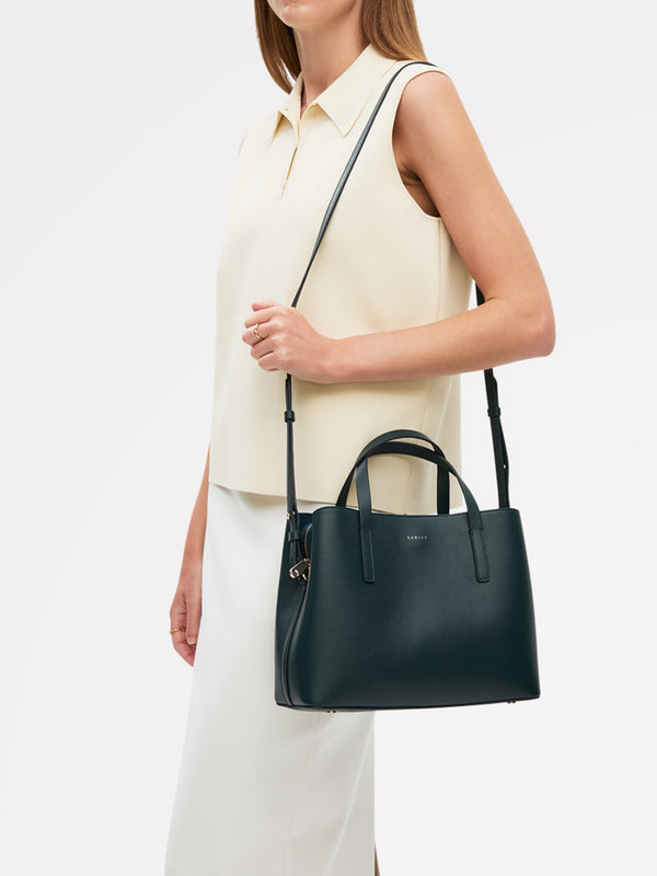 Medium Dukes Place Teal Leather Grab Bag
