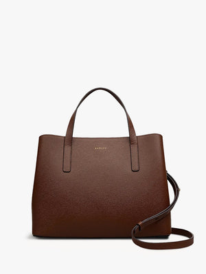 Medium Dukes Place Textured Chocolate Leather Grab Bag