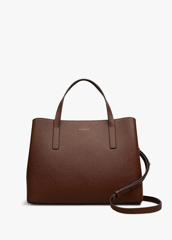 Medium Dukes Place Textured Chocolate Leather Grab Bag