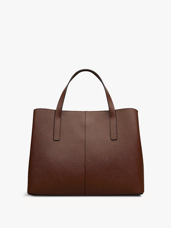 Medium Dukes Place Textured Chocolate Leather Grab Bag