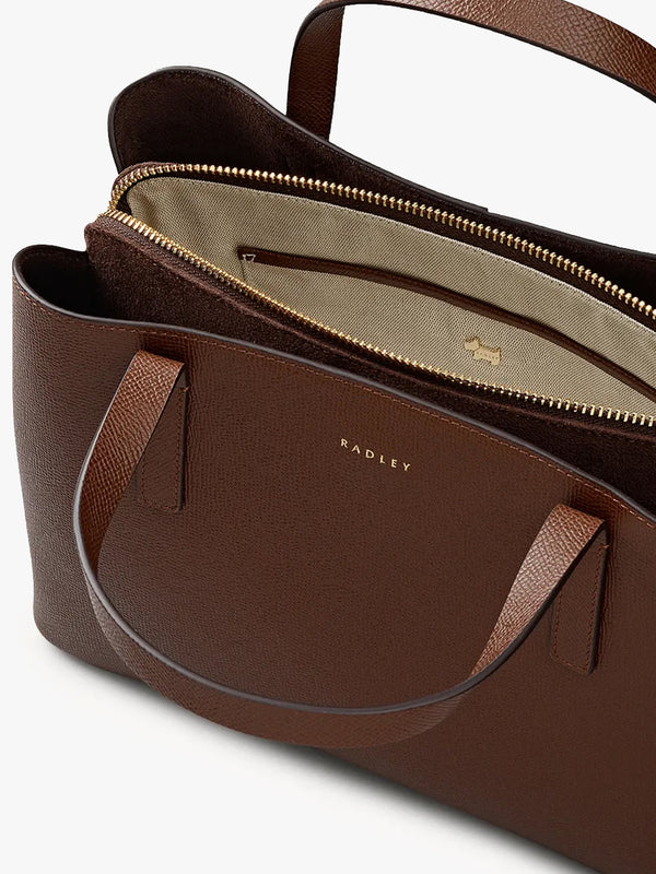 Medium Dukes Place Textured Chocolate Leather Grab Bag