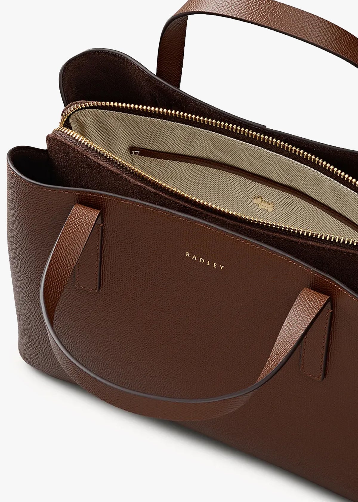 Medium Dukes Place Textured Chocolate Leather Grab Bag