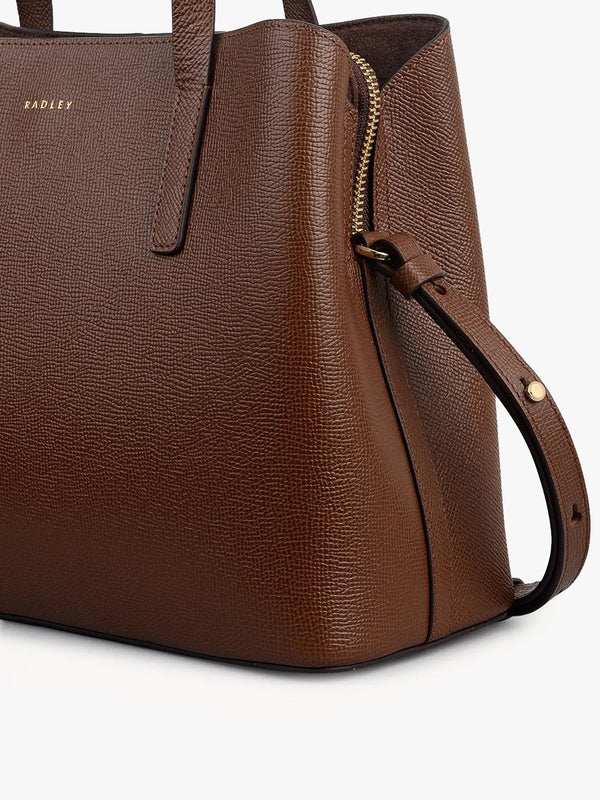 Medium Dukes Place Textured Chocolate Leather Grab Bag