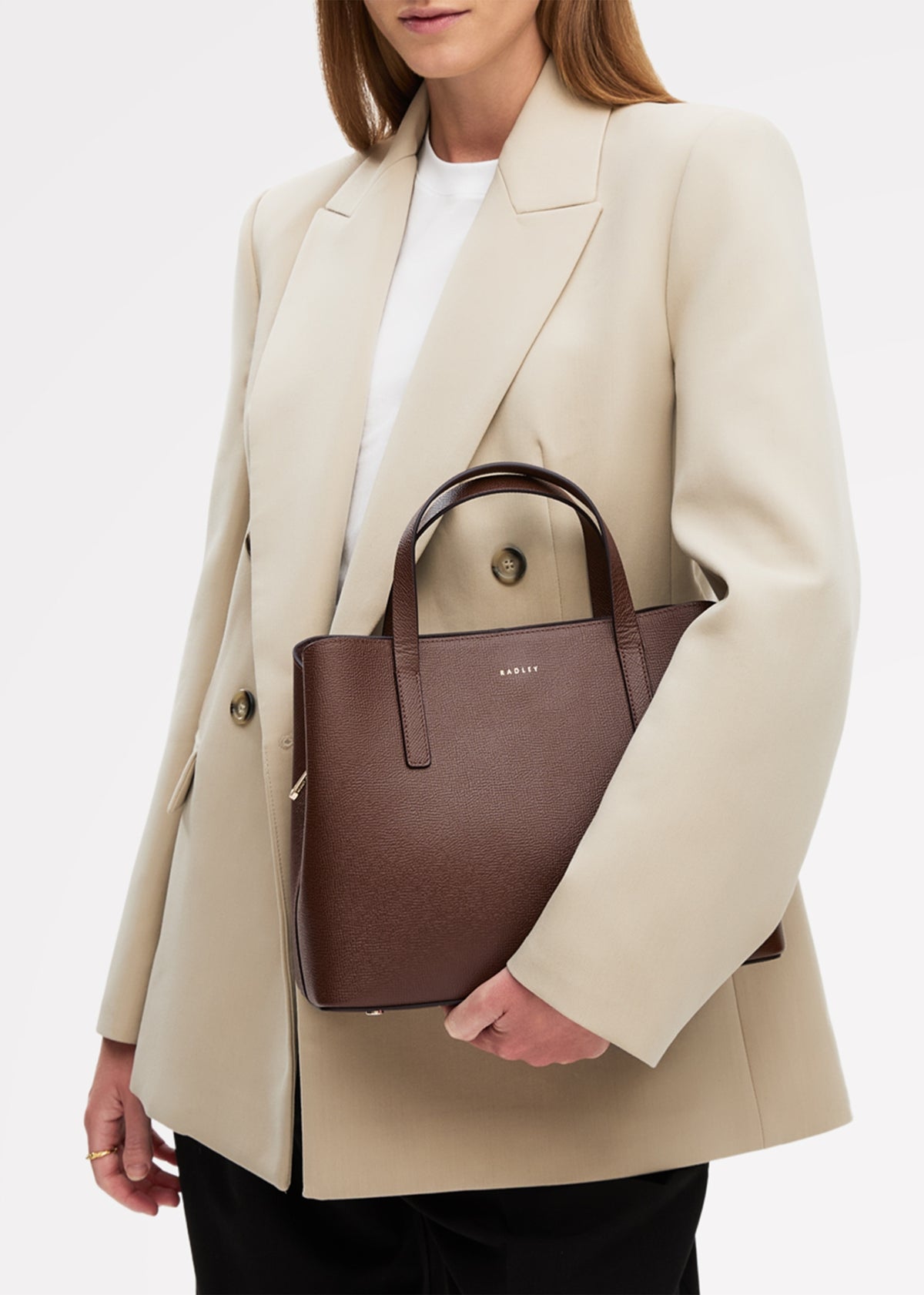 Medium Dukes Place Textured Chocolate Leather Grab Bag