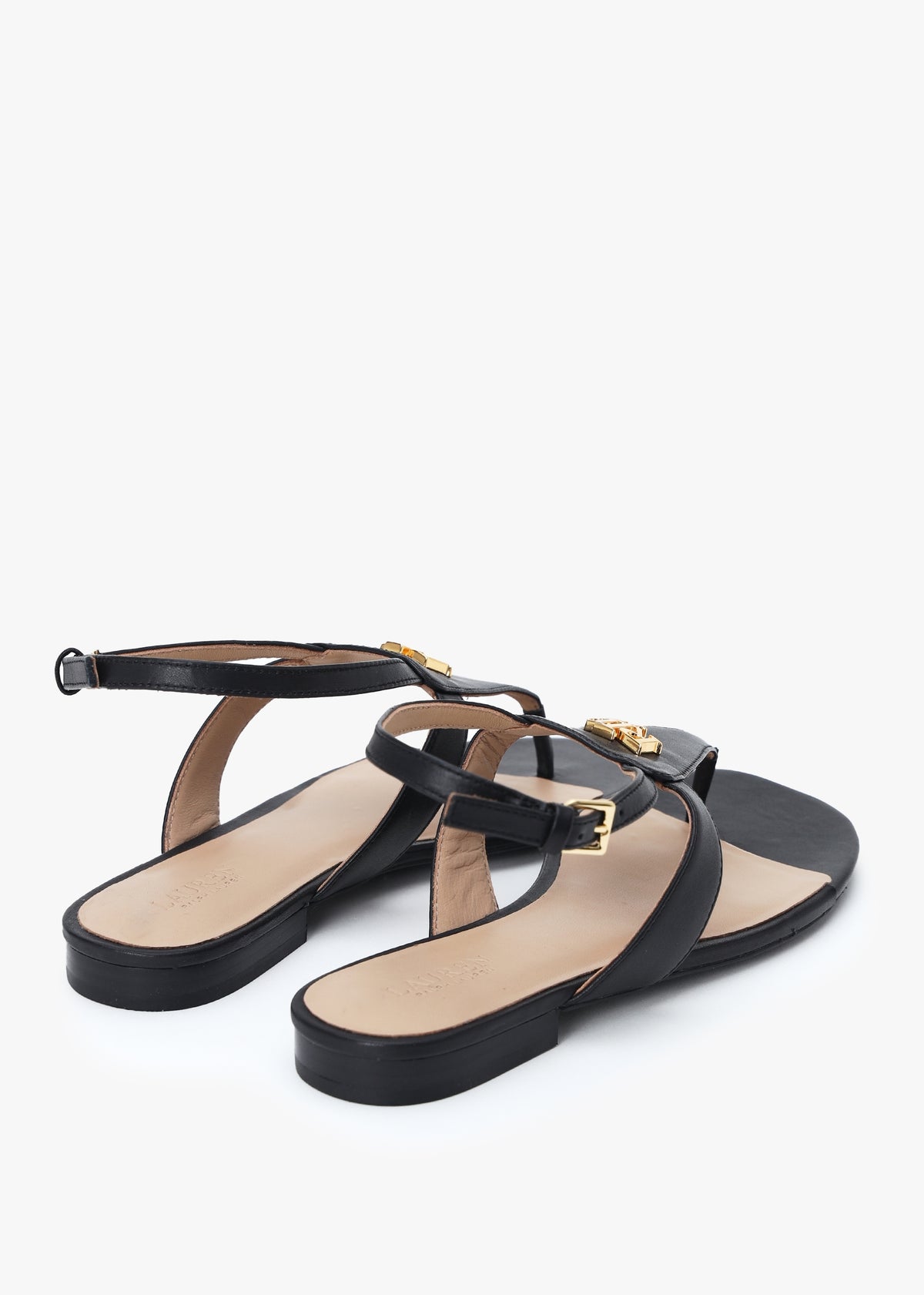 Everley Black Calfskin Leather Toe Post Sandals