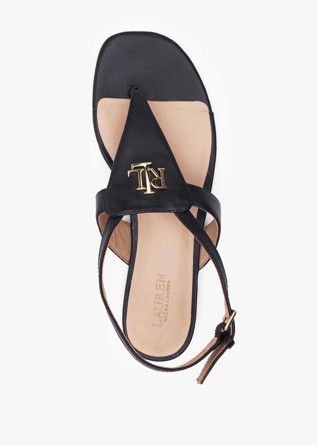 Everley Black Calfskin Leather Toe Post Sandals