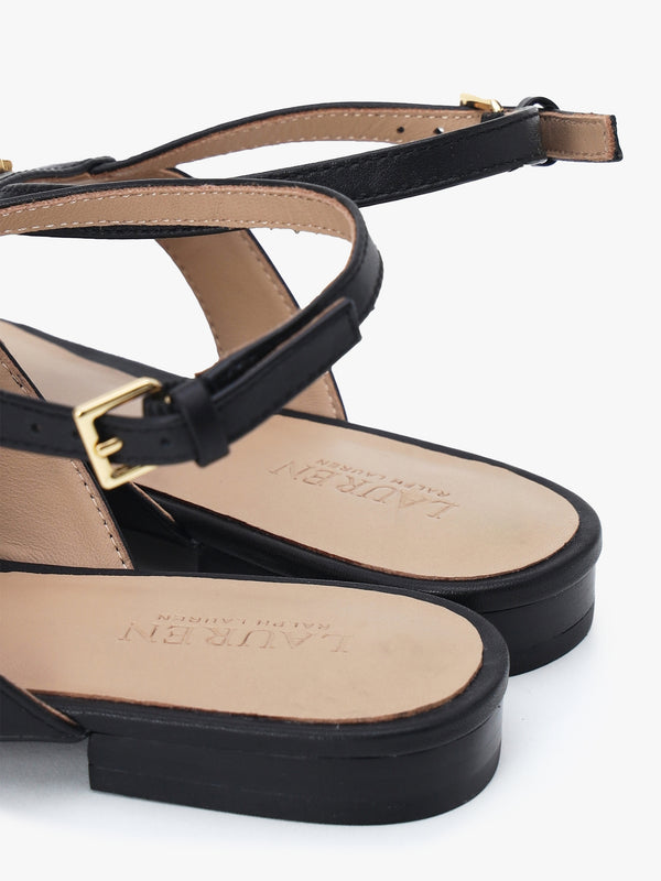 Everley Black Calfskin Leather Toe Post Sandals