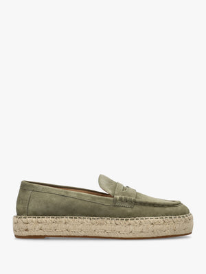 Luize Green Suede Espadrille Loafers